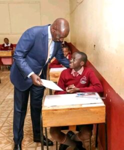 A clear photo of President William Ruto at a school in Kikuyu while overseeing the commencement of KCPE and KPSEA exams October 2023