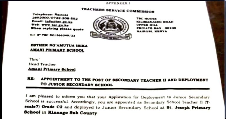 Deployment Of P1 Teachers To JSS