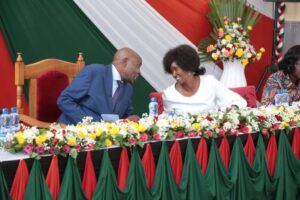 A clear photo of TSC CEO Dr Nancy Macharia and Education Cabinet Secretary Ezekiel Machogu during the release of 2023 KCSE exams at Moi Girls High School Eldoret, January 2024./Photo courtesy