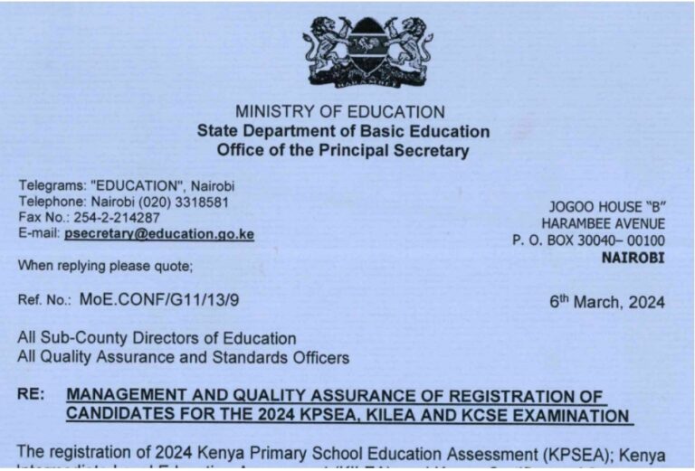 Management Of 2024 National Exams Circular