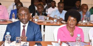 TSC CEO Dr Nancy Macharia with the commission Chairman Dr. Jamleck Muturi at a past event