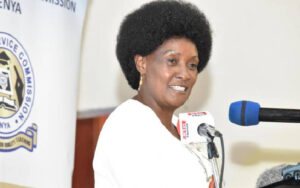 A clear photo of TSC Boss Dr. Nancy Macharia during a press briefing in the past