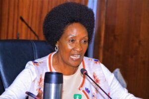 A clear photo of TSC CEO Dr Nancy Macharia during a press briefing in the past