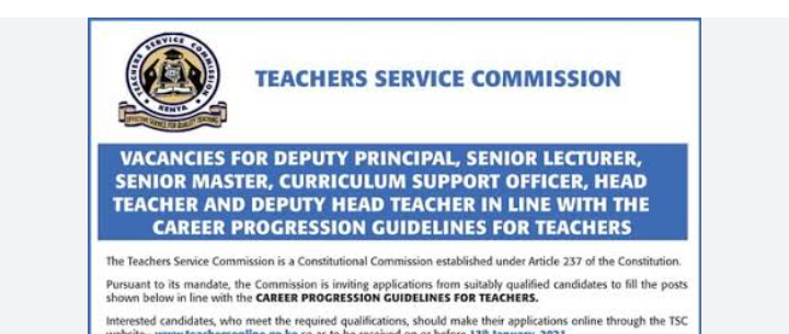 TSC Revised Teacher Promotion Requirements