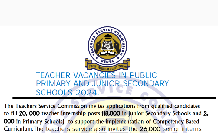 TSC Details On Recruitment Of 20000 Intern Teachers