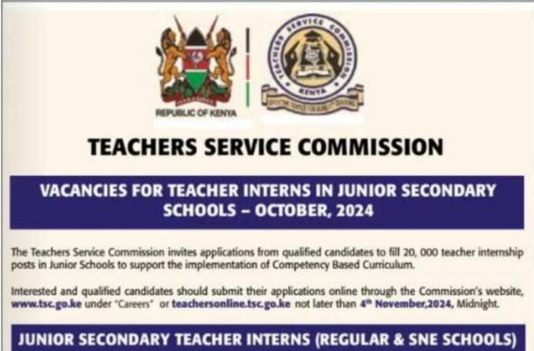 How To Apply For The 20000 TSC JSS Intern Slots